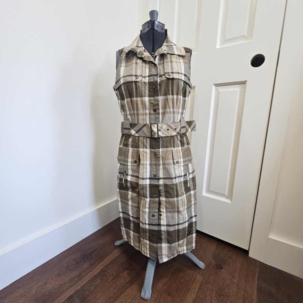 Talbots Plaid Sleeveless Shirt Dress‎ Vintage Size 12, Modern Size 4-6